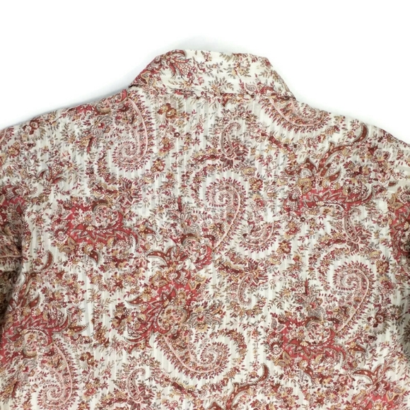 Ariat Soft Orange Paisley Print Long Sleeve Pearl Snap Western Shirt Womens M - Picture 7 of 16
